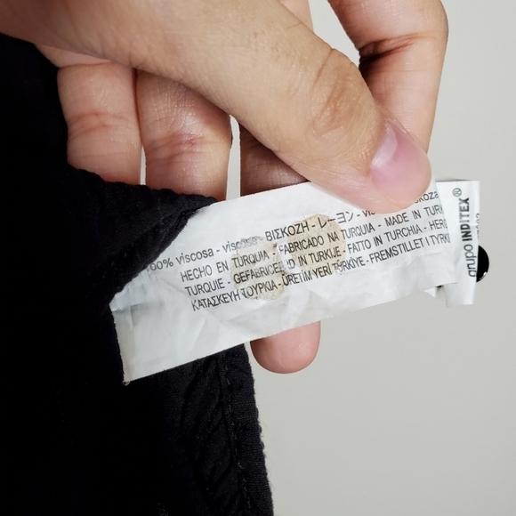 Zara Black V Neck Button Front Ruched Sleeved Top - Picture 8 of 8